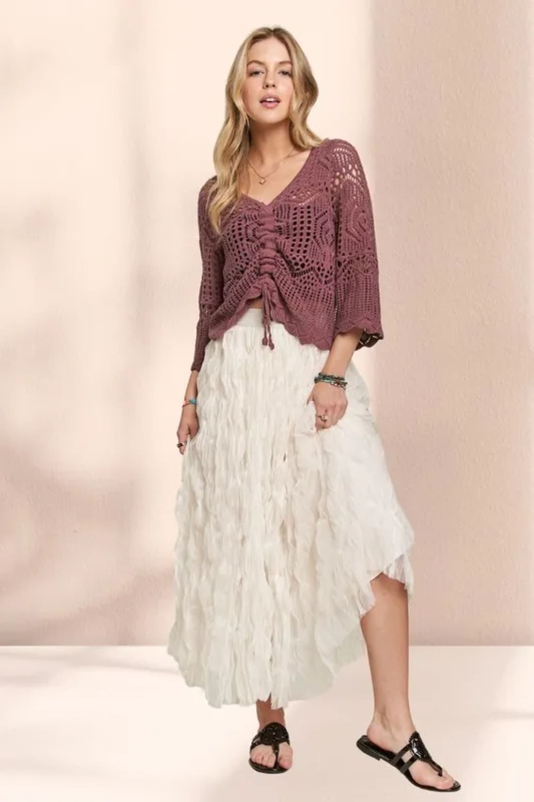 ADORA Elastic Waist Cloud Fluffy Maxi Skirt