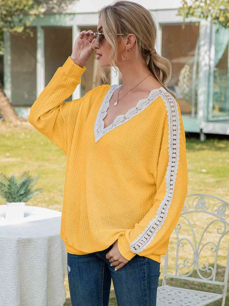 Ashley Lace - Trimmed Top - Pre - Order | Long Sleeve Tops