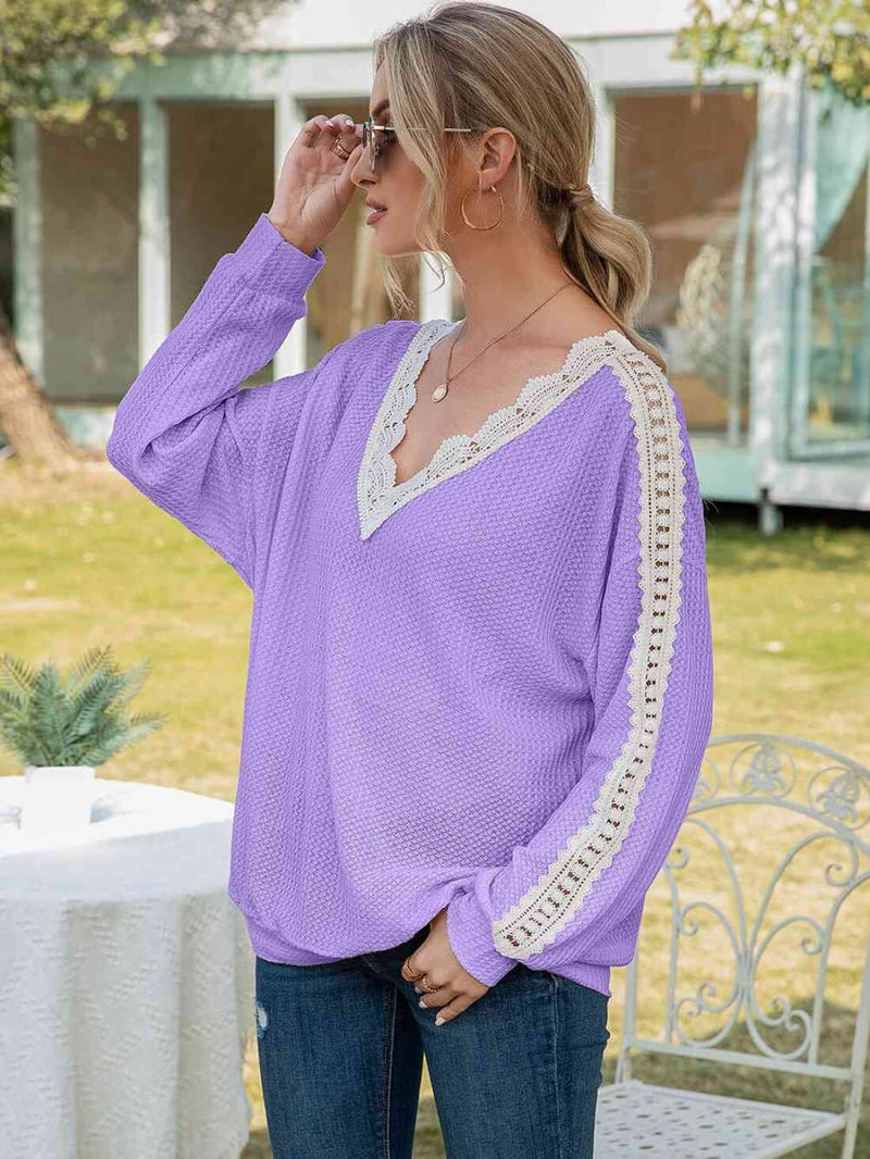 Ashley Lace - Trimmed Top - Pre - Order | Long Sleeve Tops