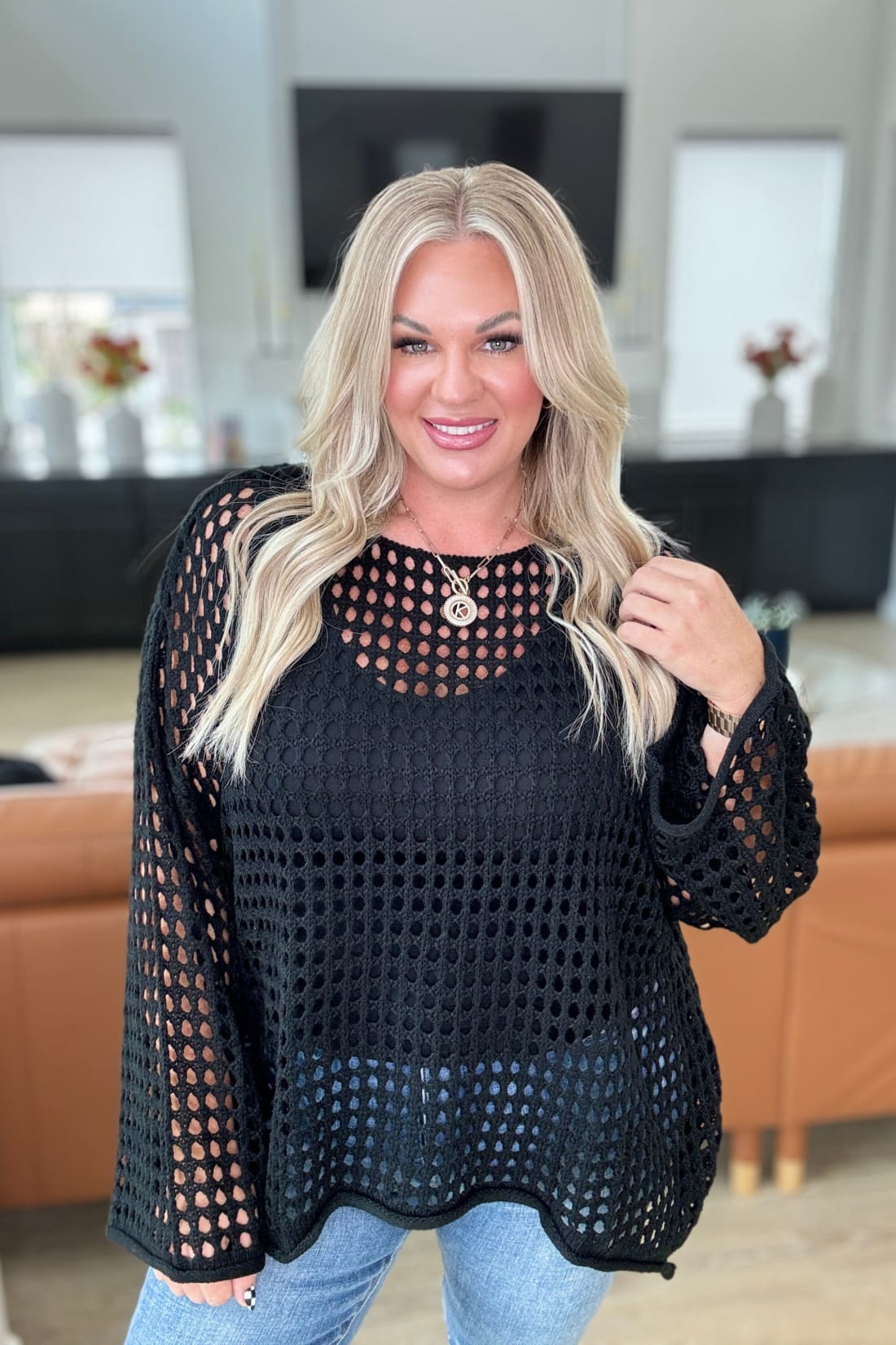 Ask Anyway Fishnet Sweater