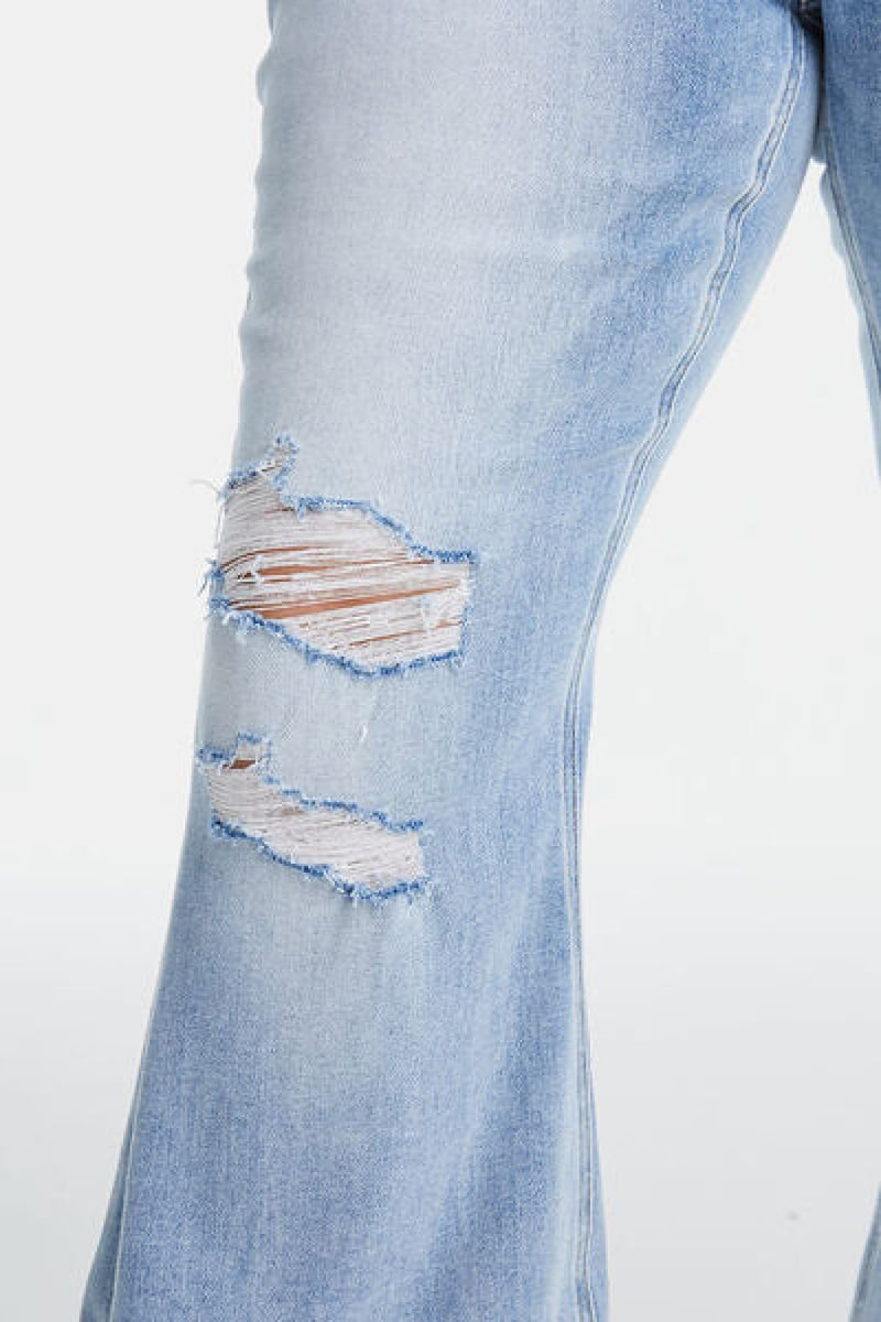 BAYEAS Full Size Distressed Raw Hem High Waist Flare Jeans | Women’s Jeans