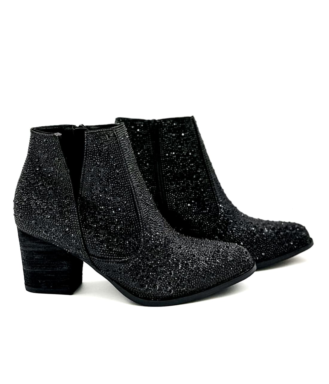 Black Rhinestone Booties