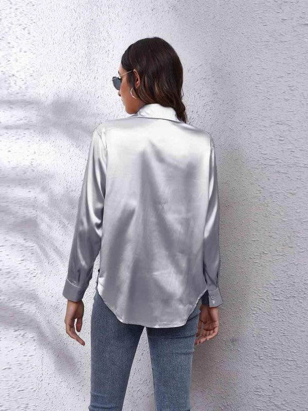 Collared Neck Buttoned Long Sleeve Shirt | Blouses & Shirts