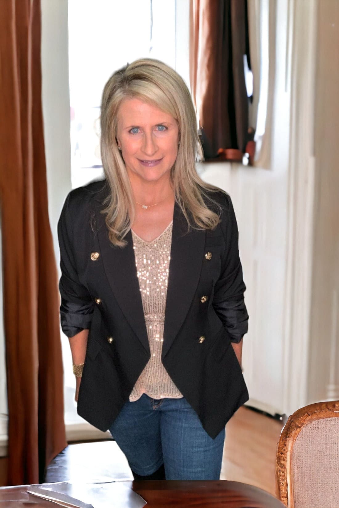 Double Breasted Long Sleeve Novelty Button Military Inspired Blazer