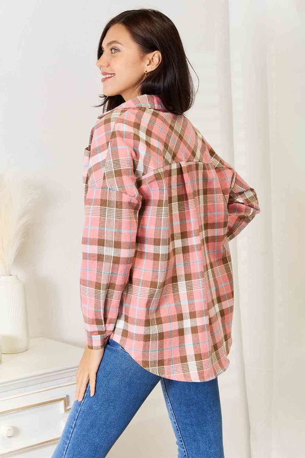 Double Take Plaid Collared Neck Long Sleeve Button - Up Shirt | Blouses & Button - Down Shirts