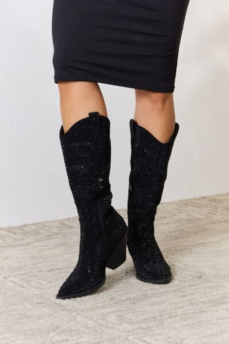 Dress Up Time Rhinestone Knee High Cowboy Boots | boots