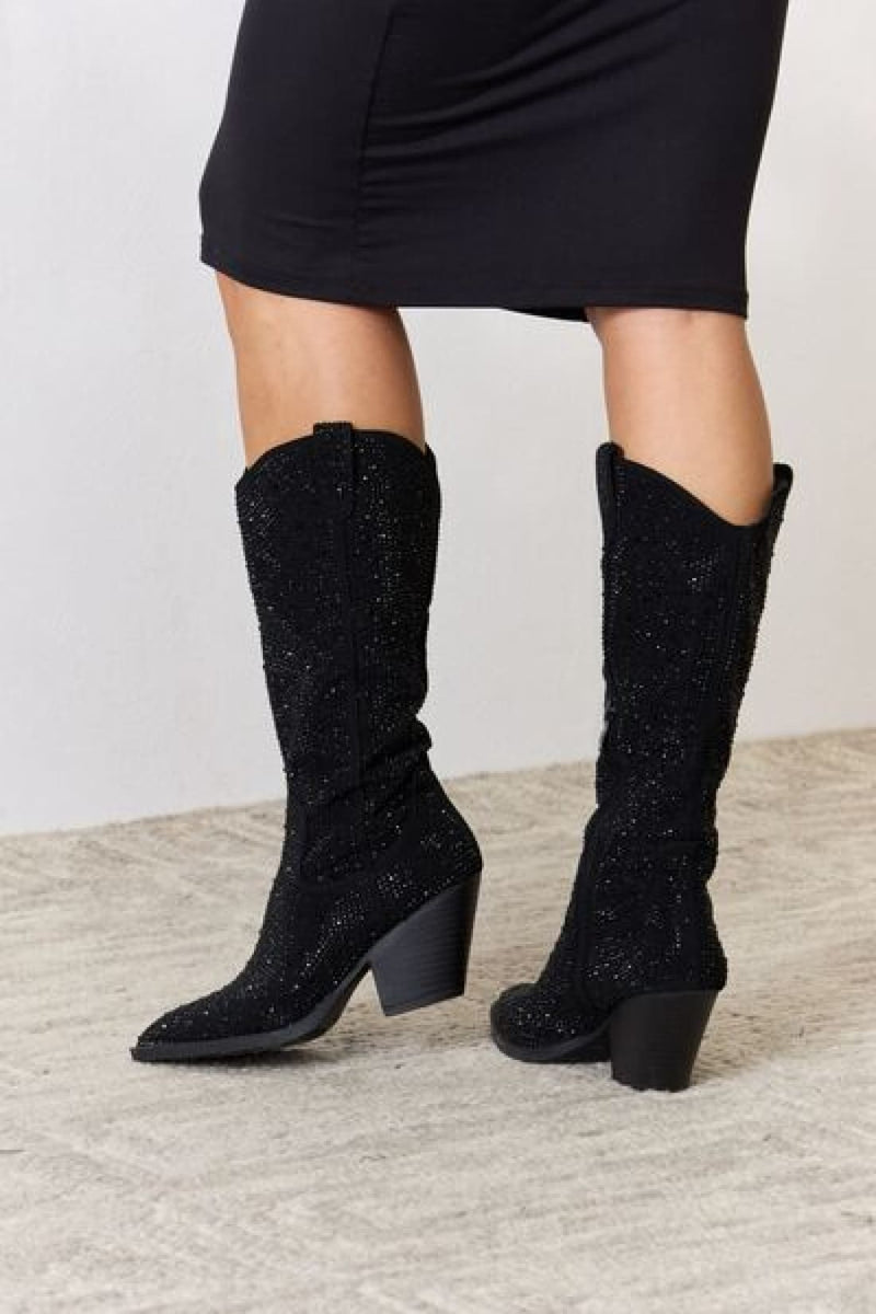 Dress Up Time Rhinestone Knee High Cowboy Boots | boots