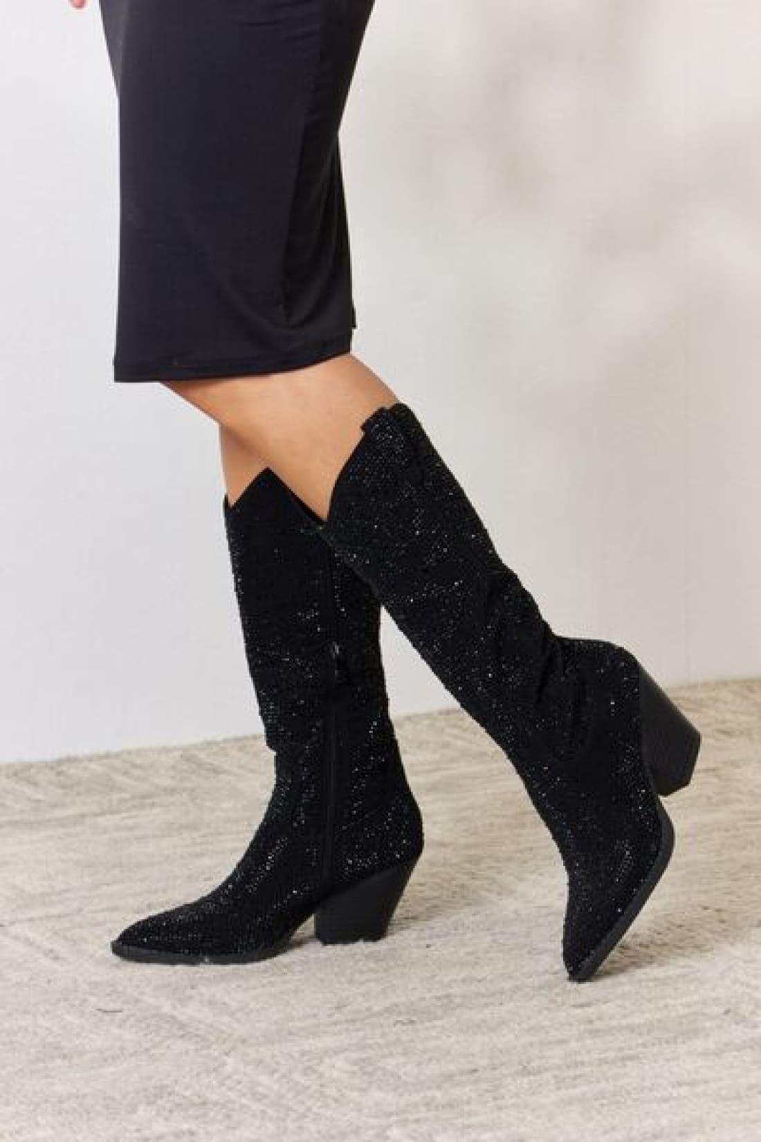 Dress Up Time Rhinestone Knee High Cowboy Boots