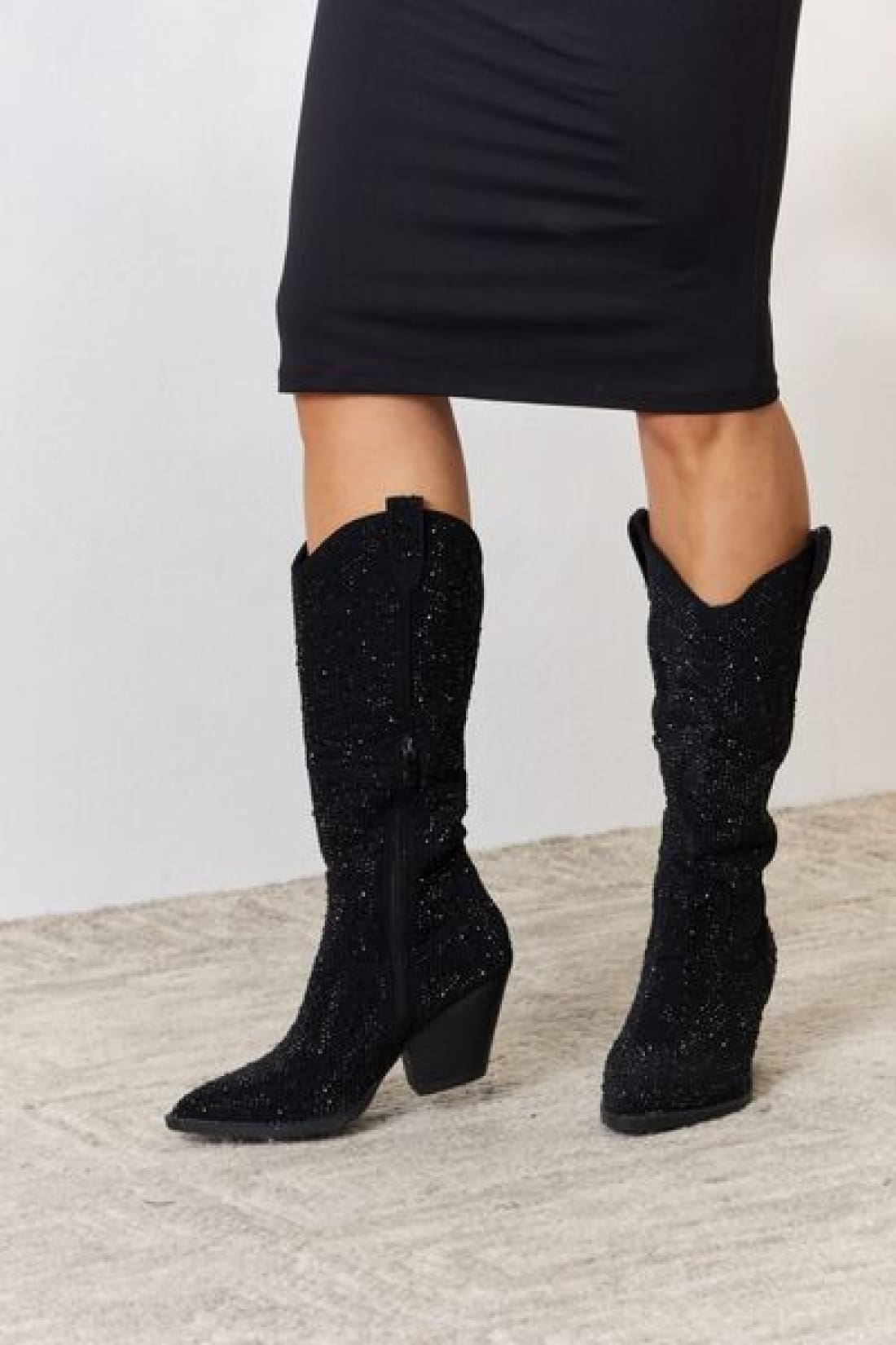 Dress Up Time Rhinestone Knee High Cowboy Boots