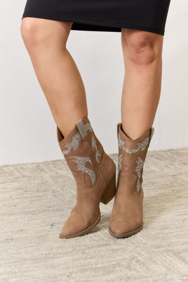 Everyday Sparkle Rhinestone Trimmed Cowboy Boots | boots