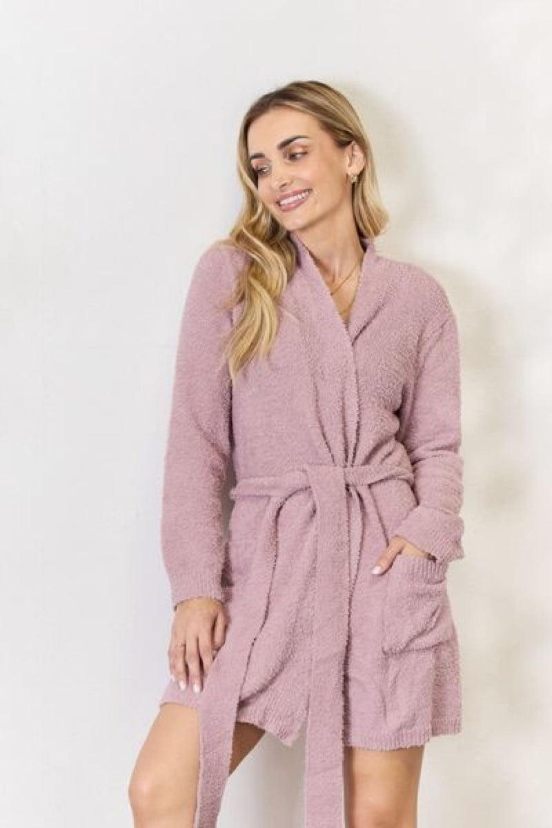 Hailey & Co Tie Front Long Sleeve Robe | robe