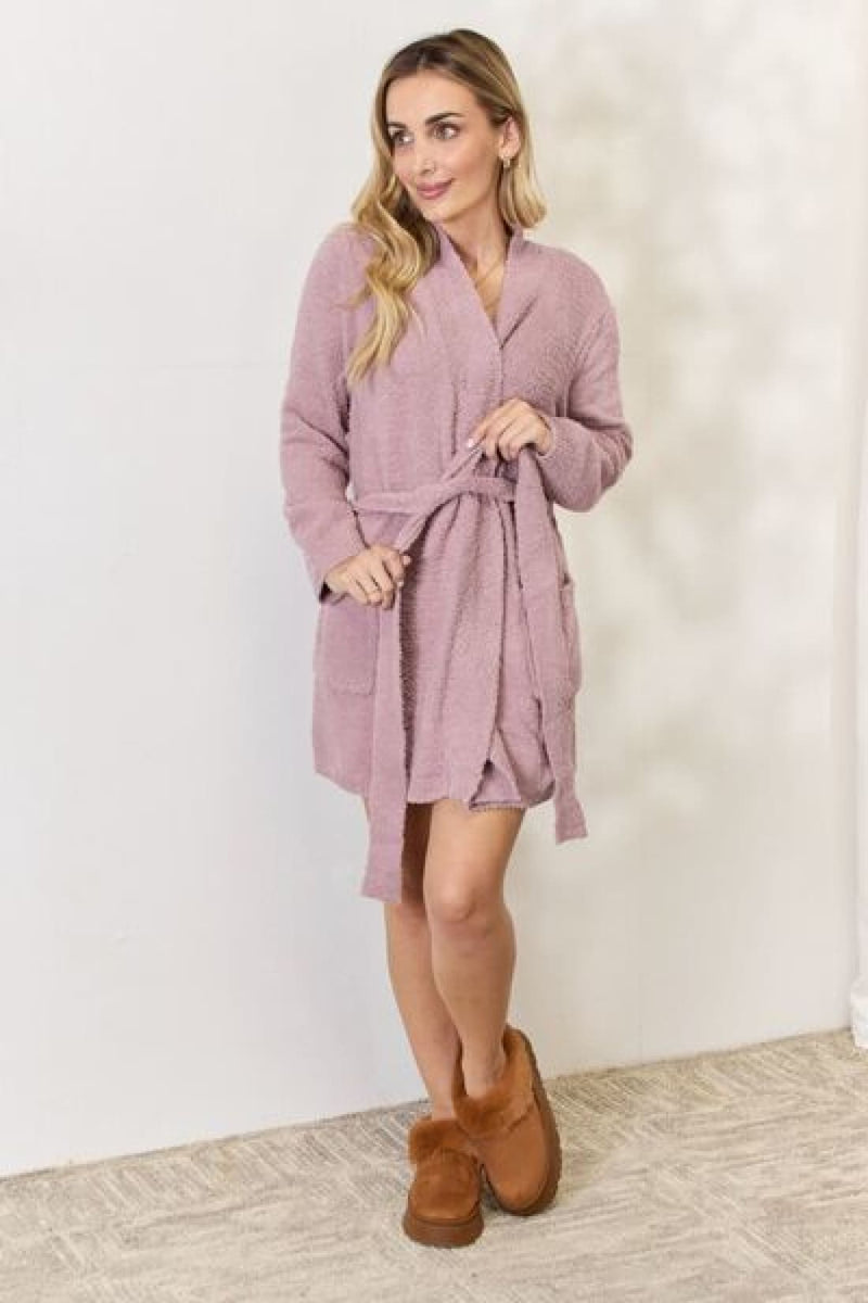 Hailey & Co Tie Front Long Sleeve Robe | robe
