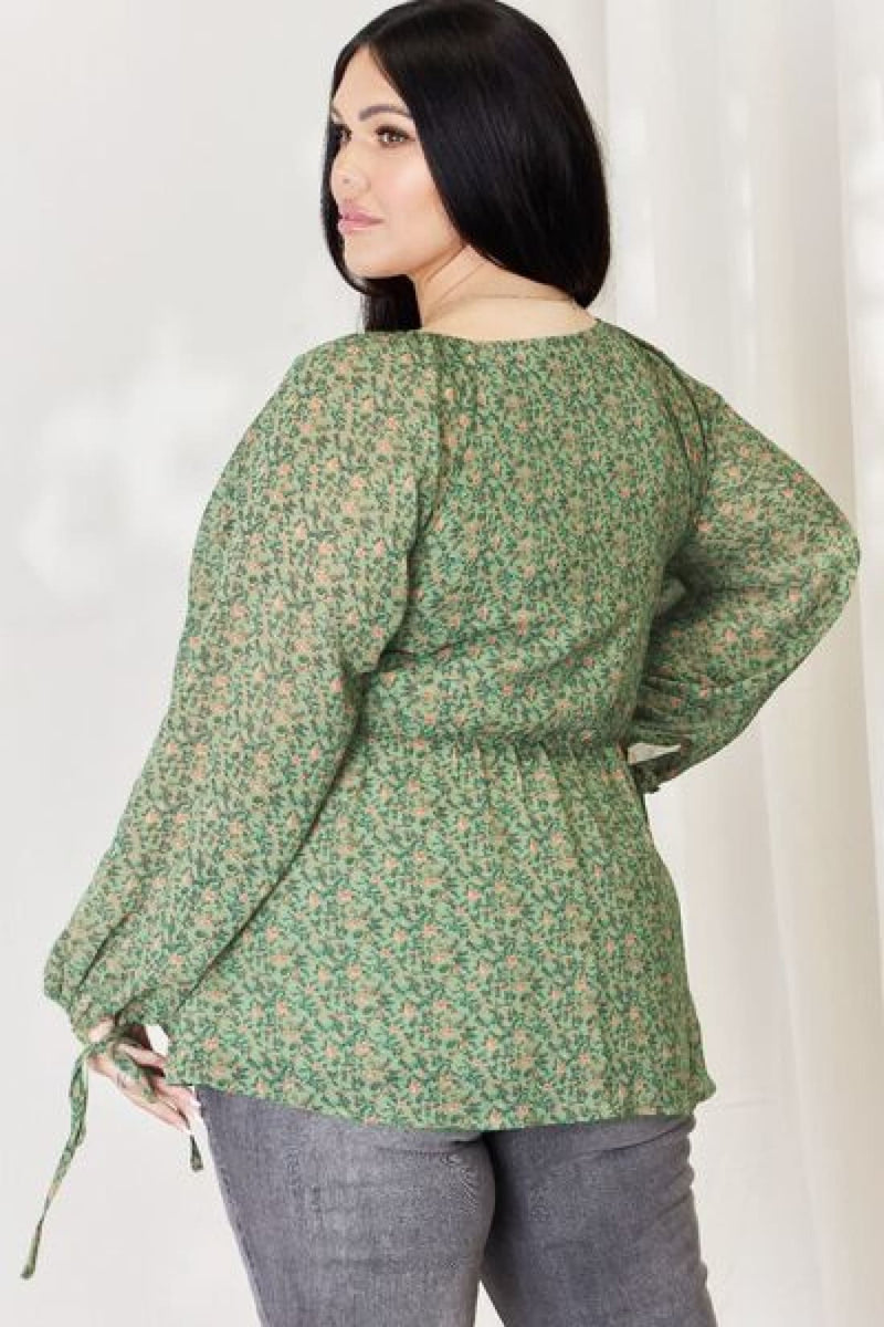 HEYSON Full Size Floral Surplice Peplum Blouse | Blouses & Shirts