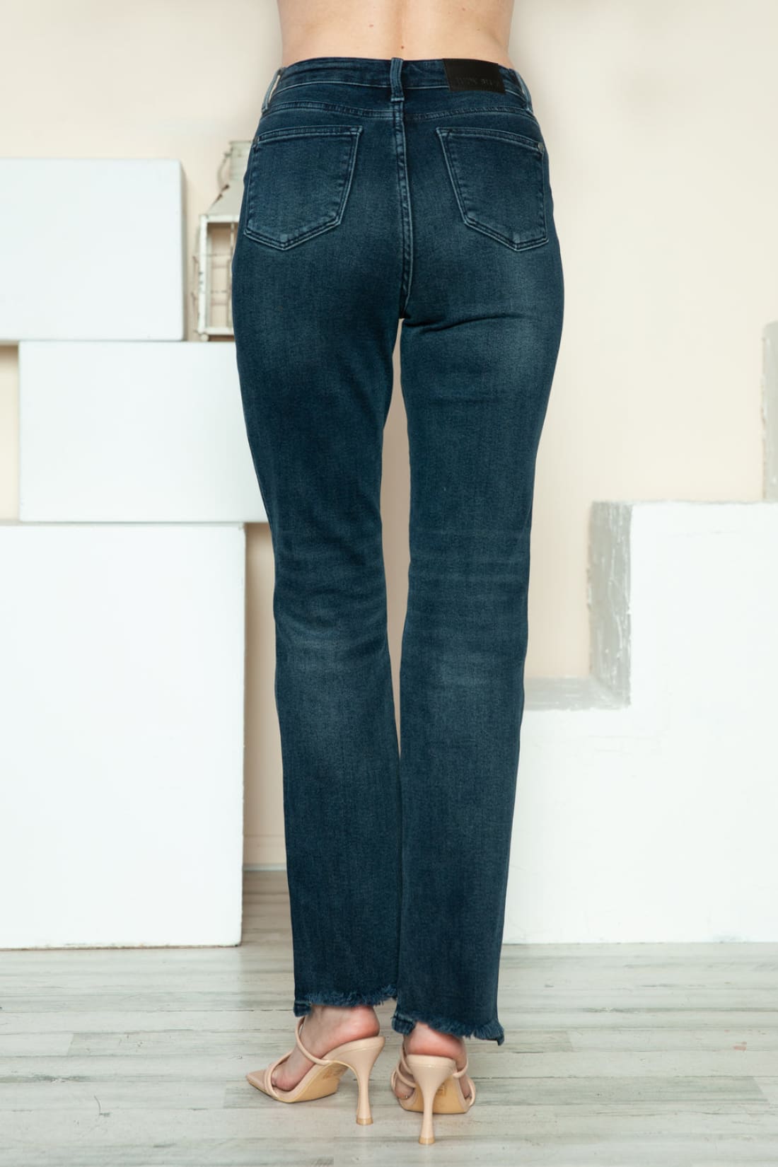 Judy Blue Button Fly Destroyed Hem Straight Jeans