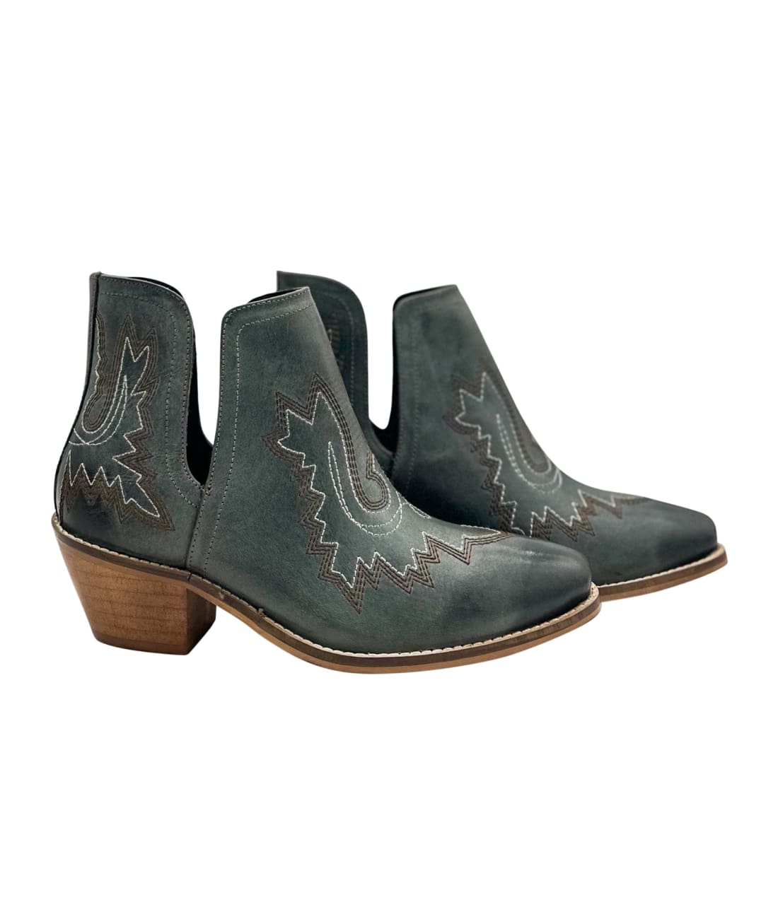 Genuine Leather Kickin’ Western Cowgirl Booties in Teal