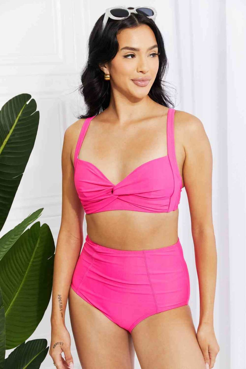 Marina West Swim Take A Dip Twist High - Rise Bikini in Pink | Bikinis