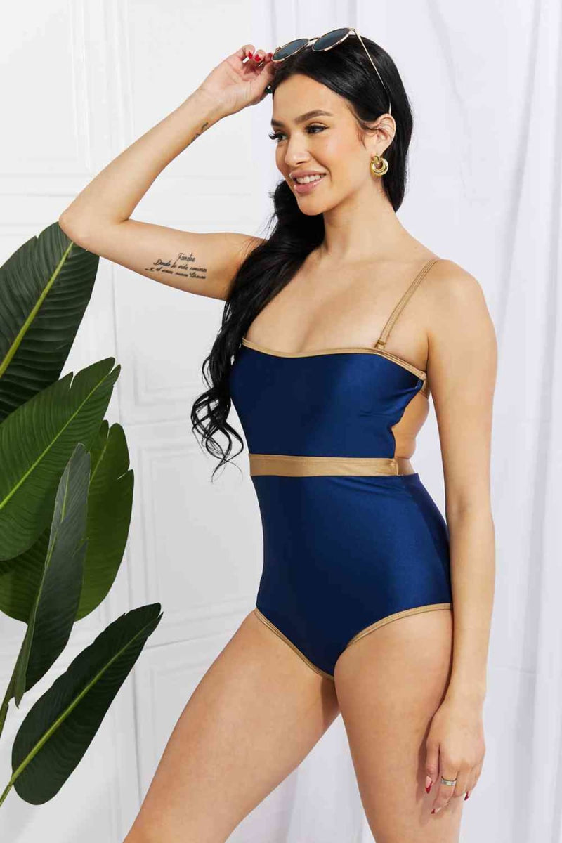 Marina West Swim Wave Break Contrast Trim One-Piece | one piece swimsuit