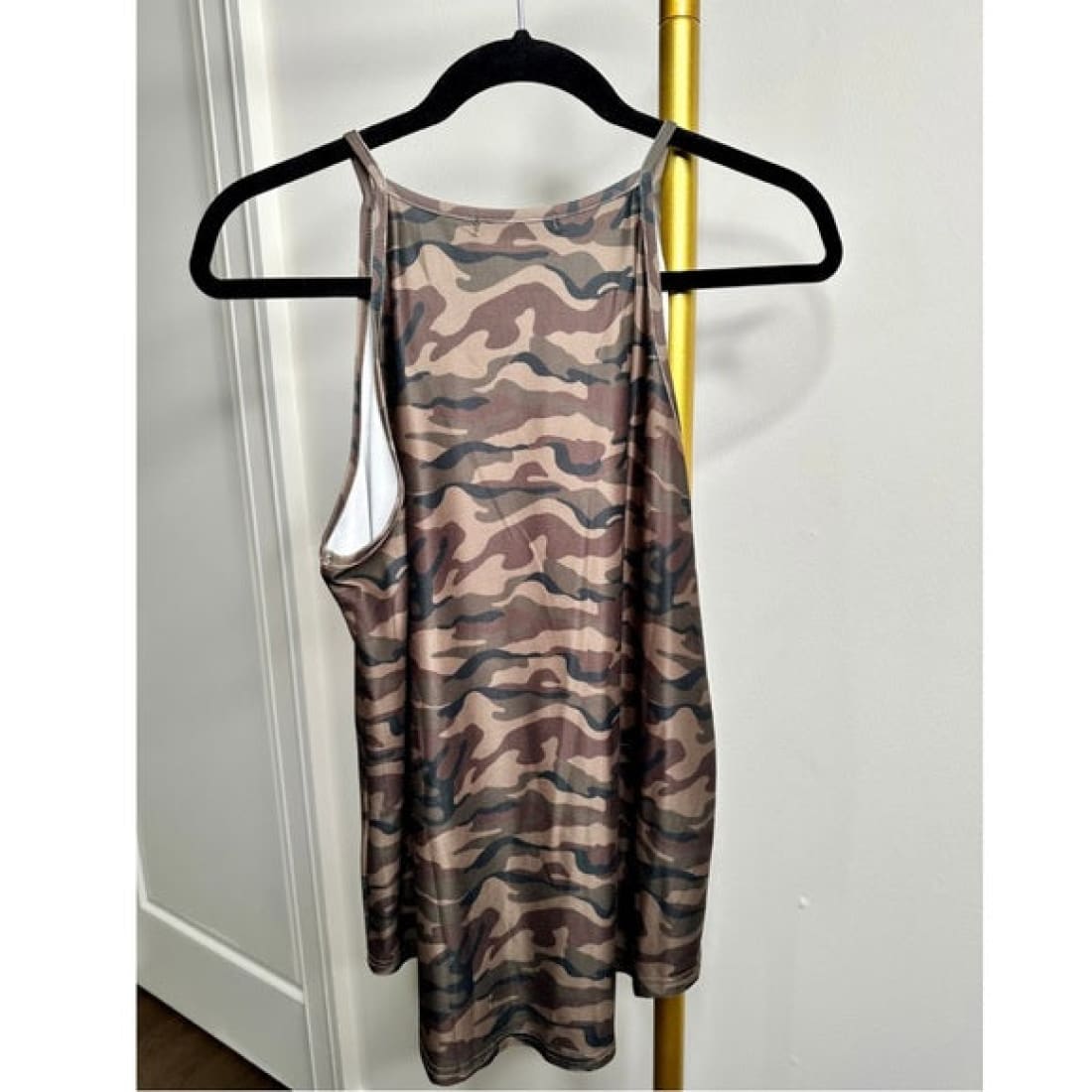 NEW Camouflage Camo Print Halter Neck Spaghtetti Strap High Low Tank Top XL
