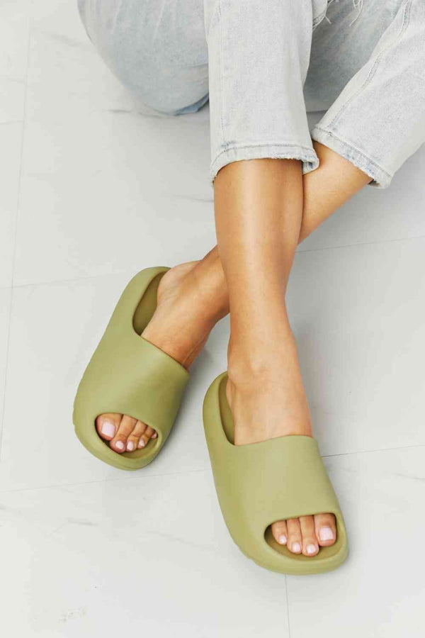 NOOK JOI In My Comfort Zone Slides in Green | sandals