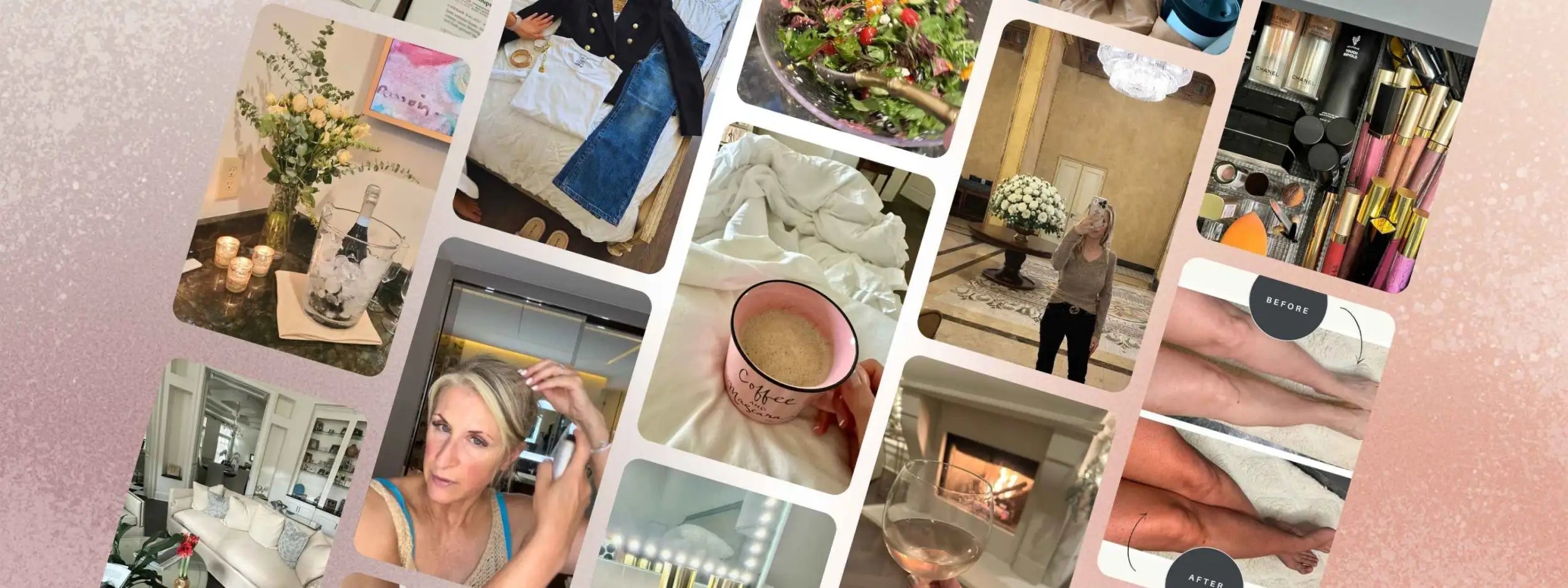 Pink ceramic mug with ’coffee’ printed in cursive script