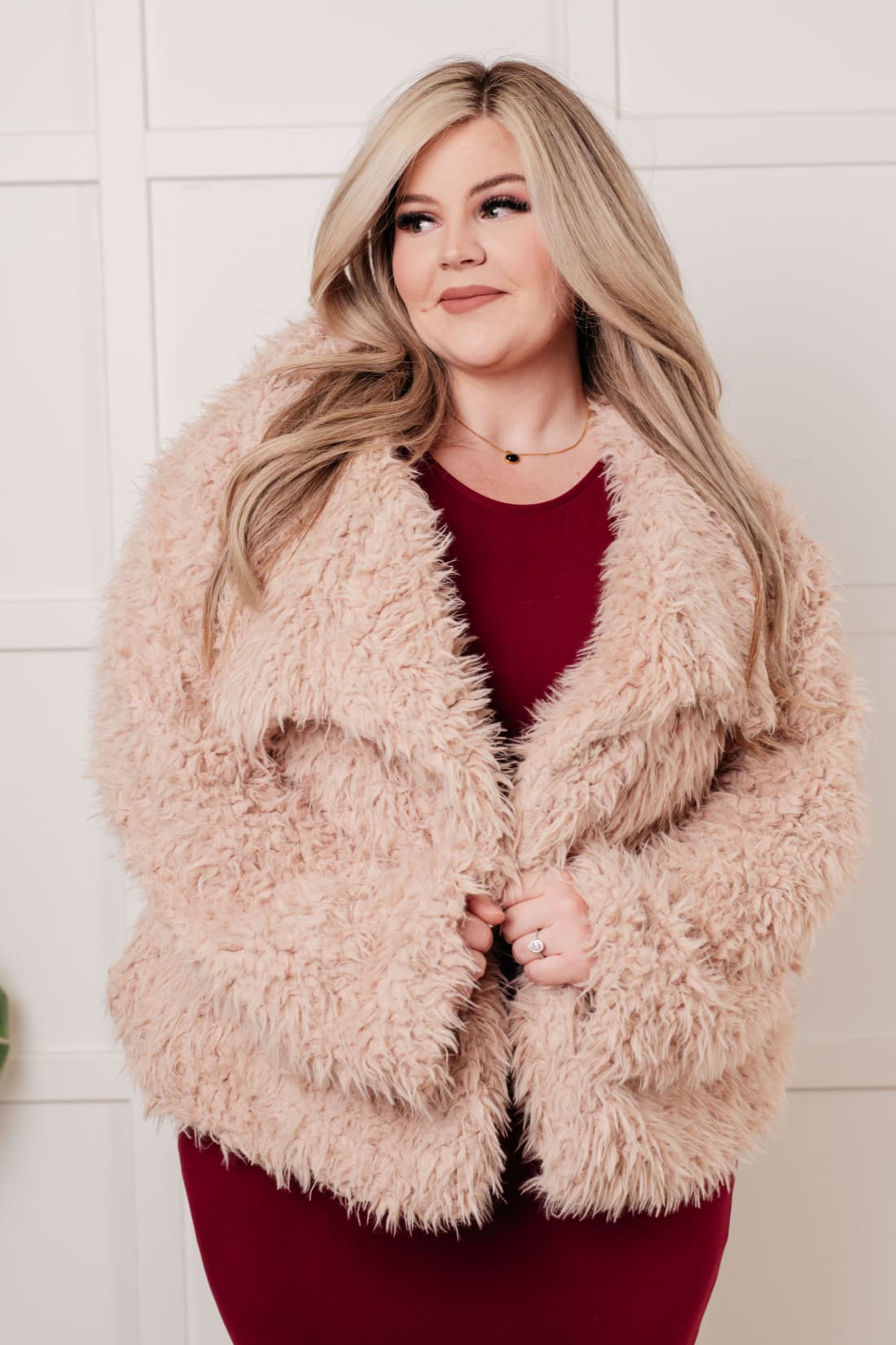 Pink Faux Fur Coat