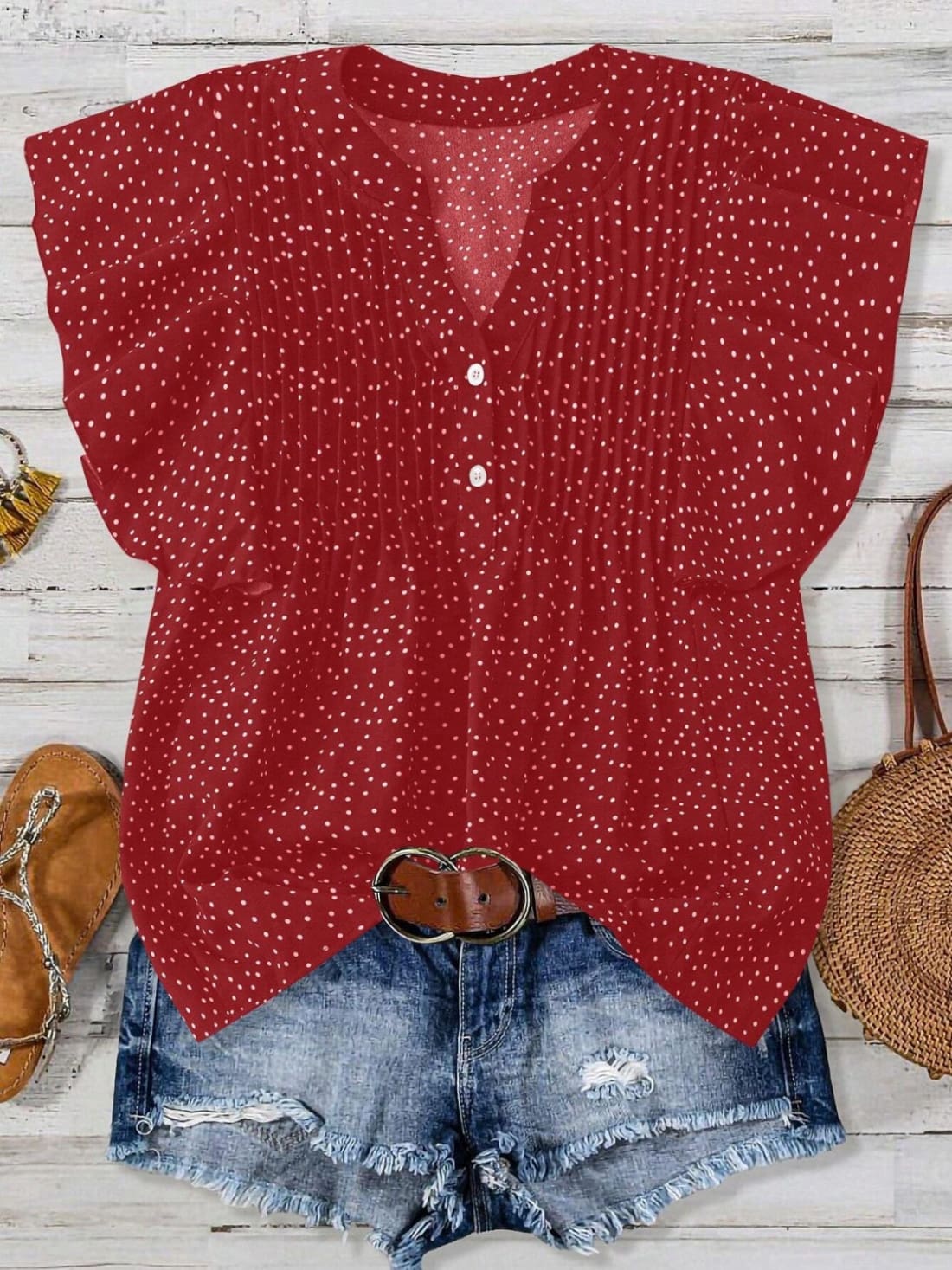 Polka Dot Cap Sleeve Blouse - Pre-Order