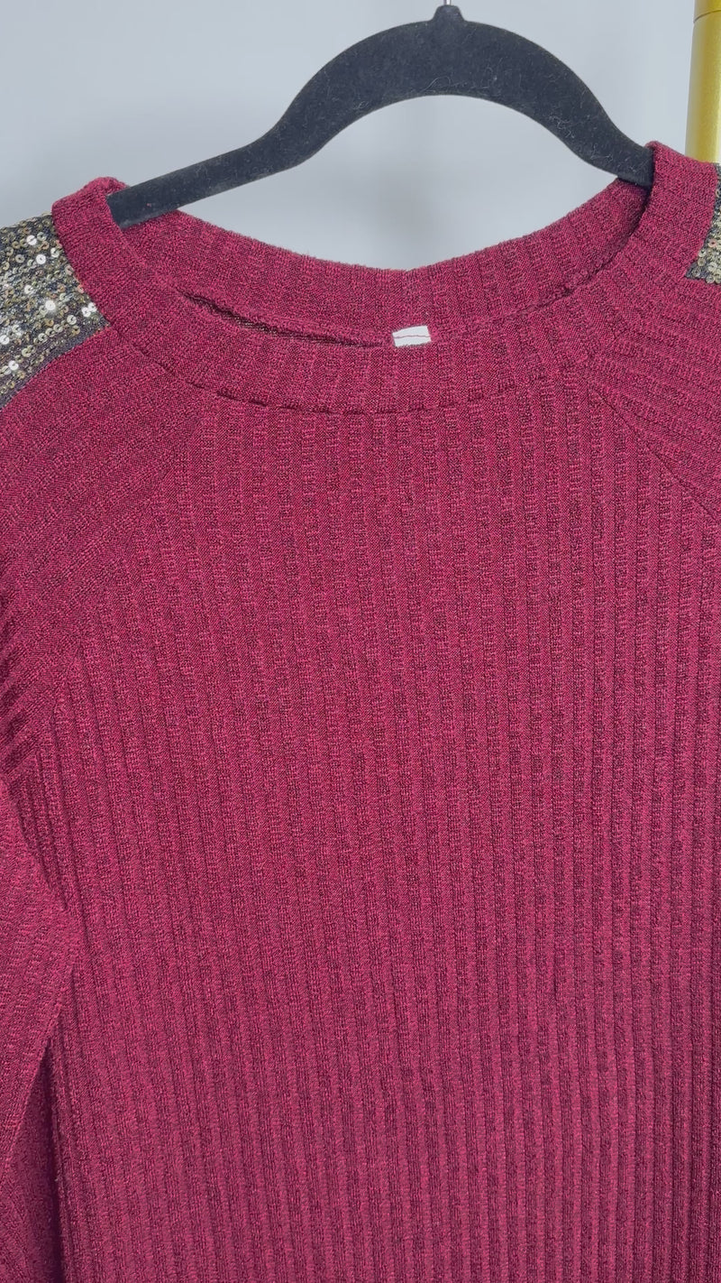 Sequin Detail Top in Cranberry