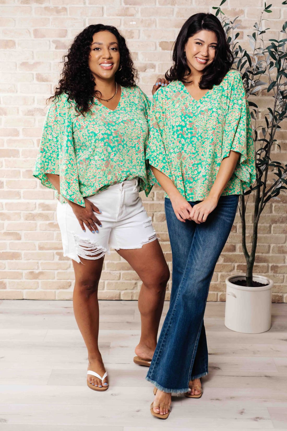 The Future’s Open Wide V-Neck Batwing Top