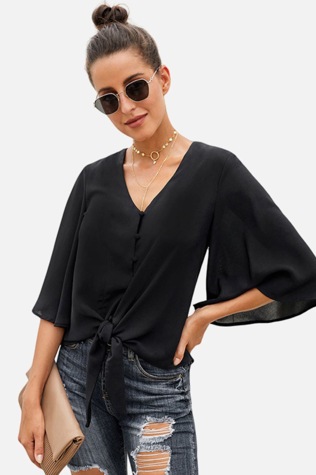 Tie-Front Kimono Top - Several Colors