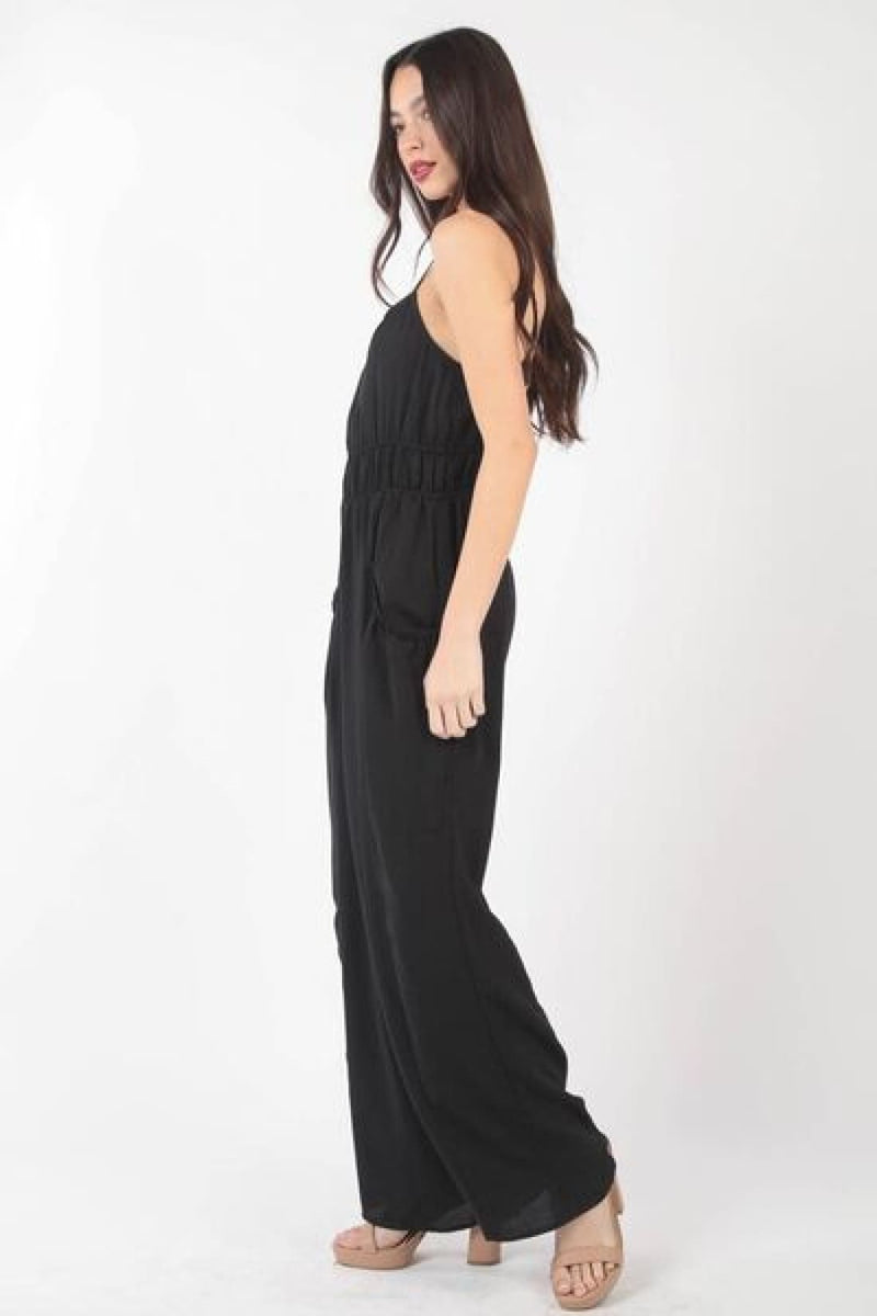 VERY J Pintuck Detail Woven Sleeveless Jumpsuit | Jumpsuits & Rompers