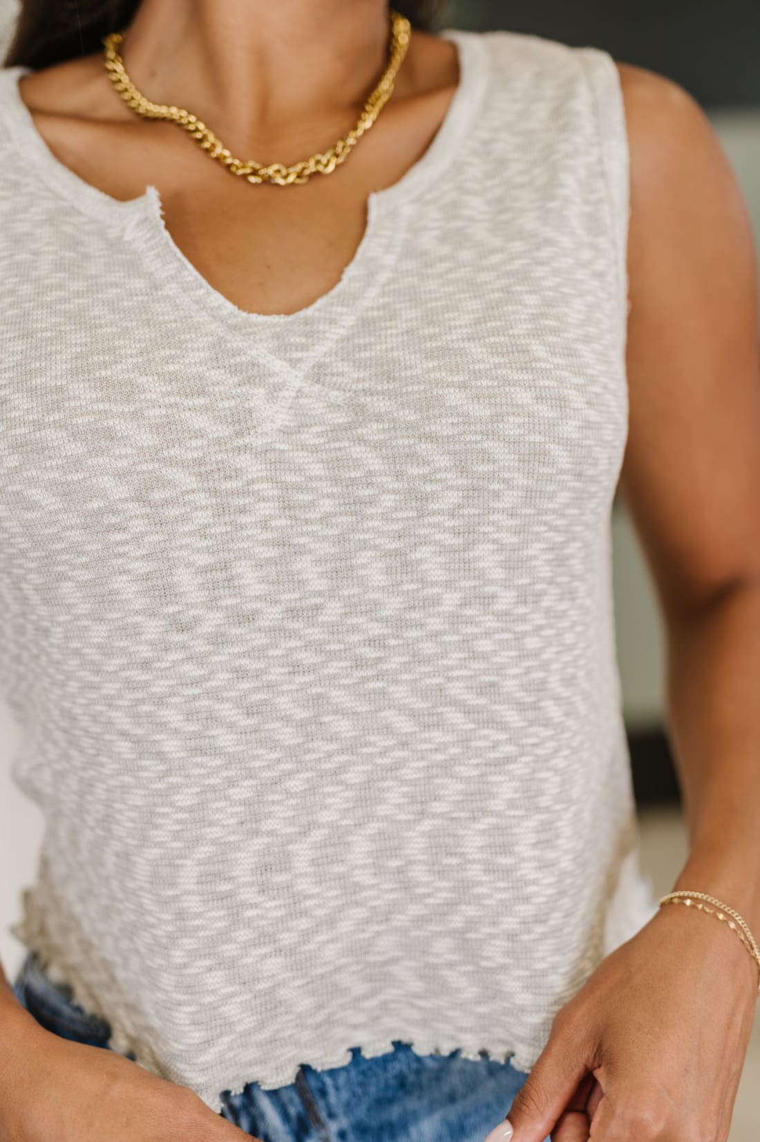 What’s the Plan Lettuce Hem Tank in Heather Grey