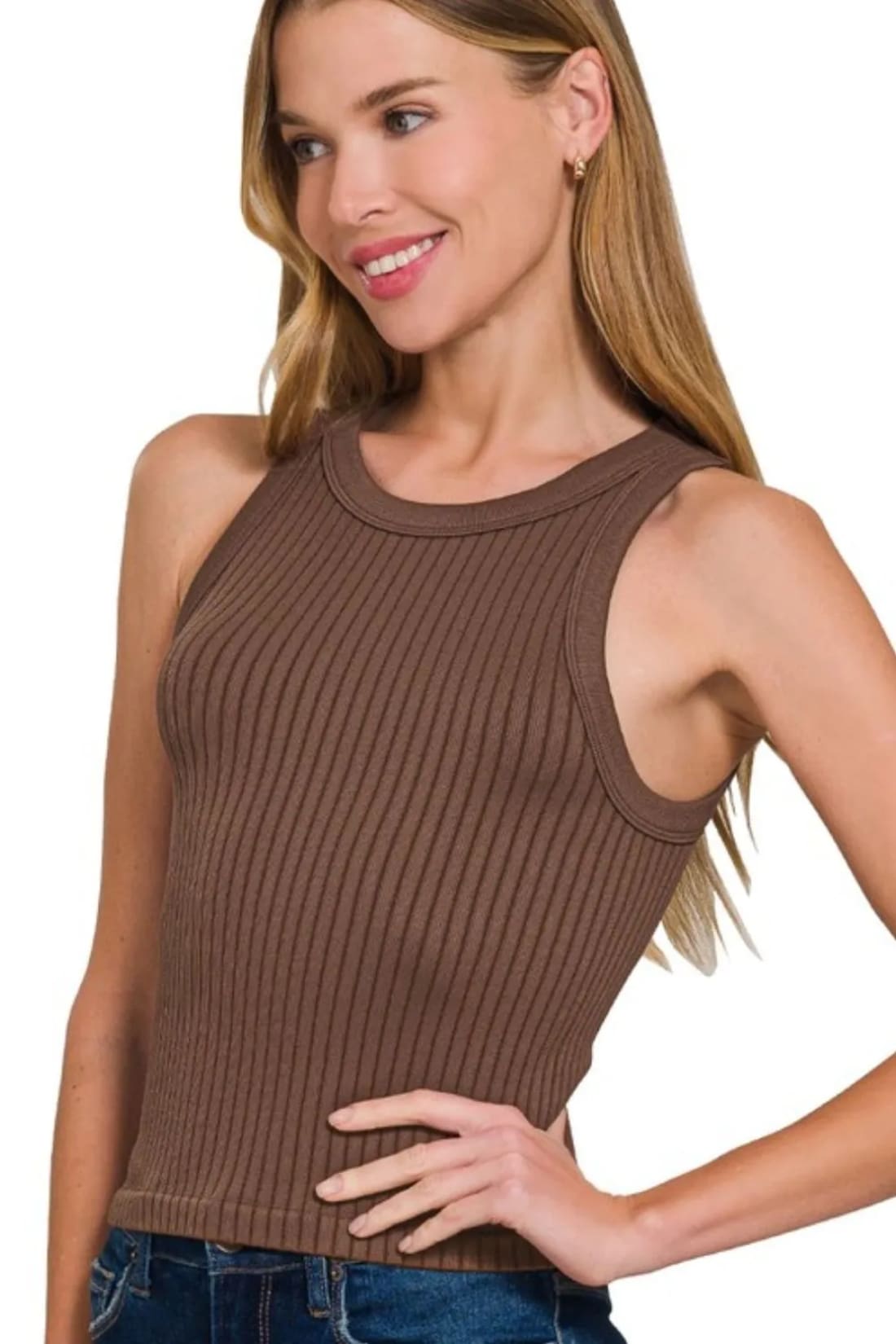 Zenana Seamless Ribbed Crop Tank