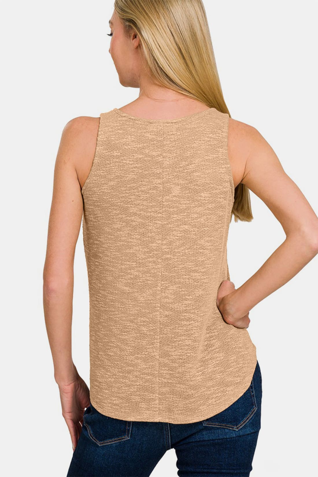 Zenana V Neck Curved Hem Tank