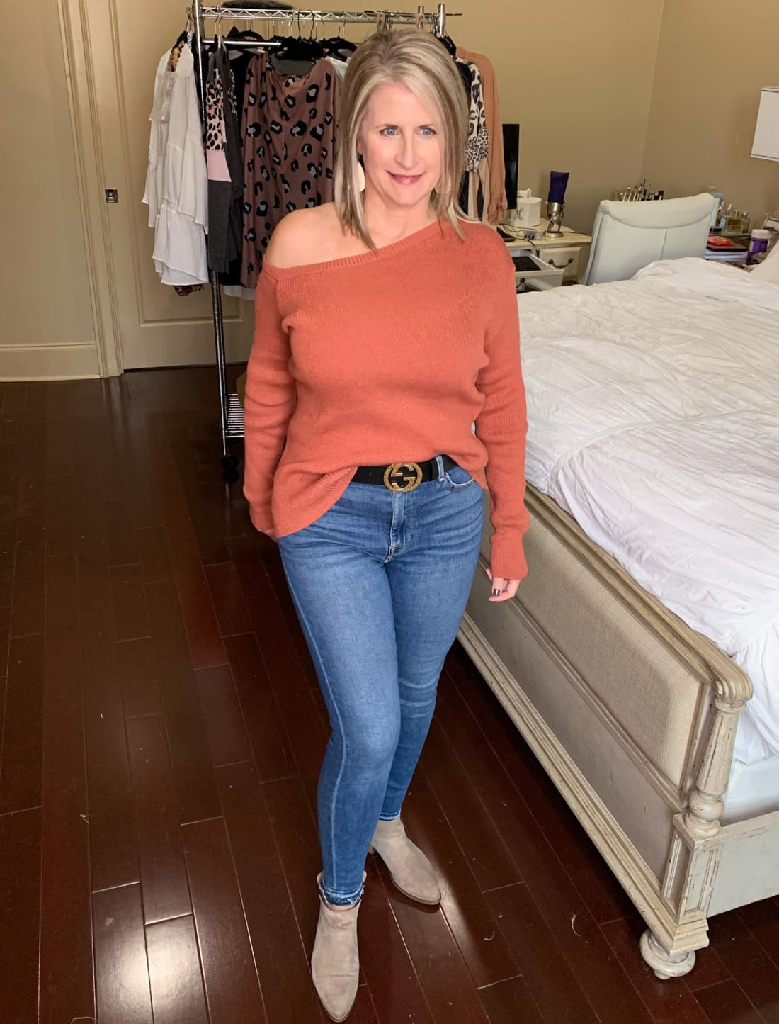 Asymmetrical One Shoulder Fitted Long Sleeve Ribbed Knit Sweater