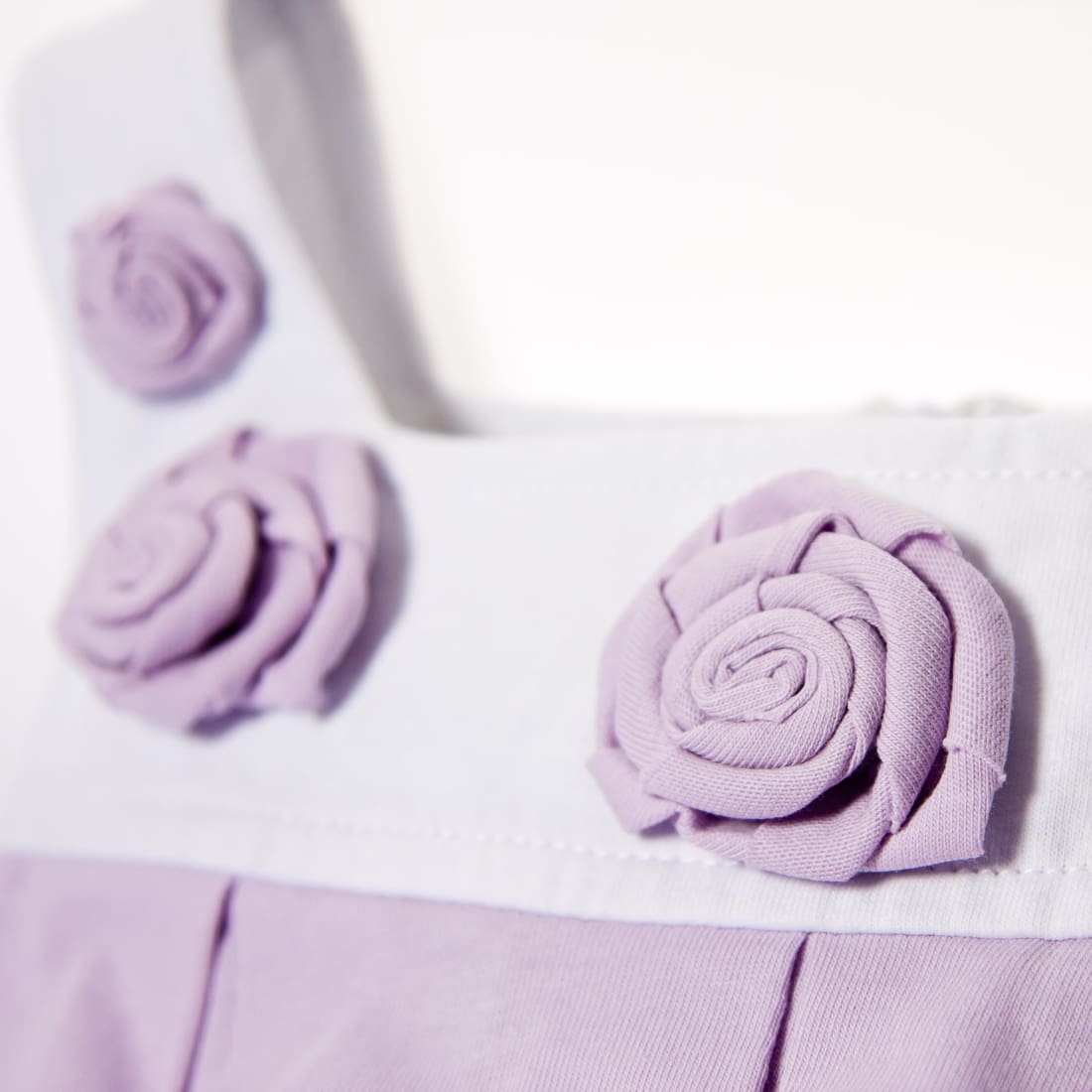 Baby Boutique Lavender + White Cotton Spring/Summer Party Birthday Easter Dress with Rose Petal Embellishment Fully Lined