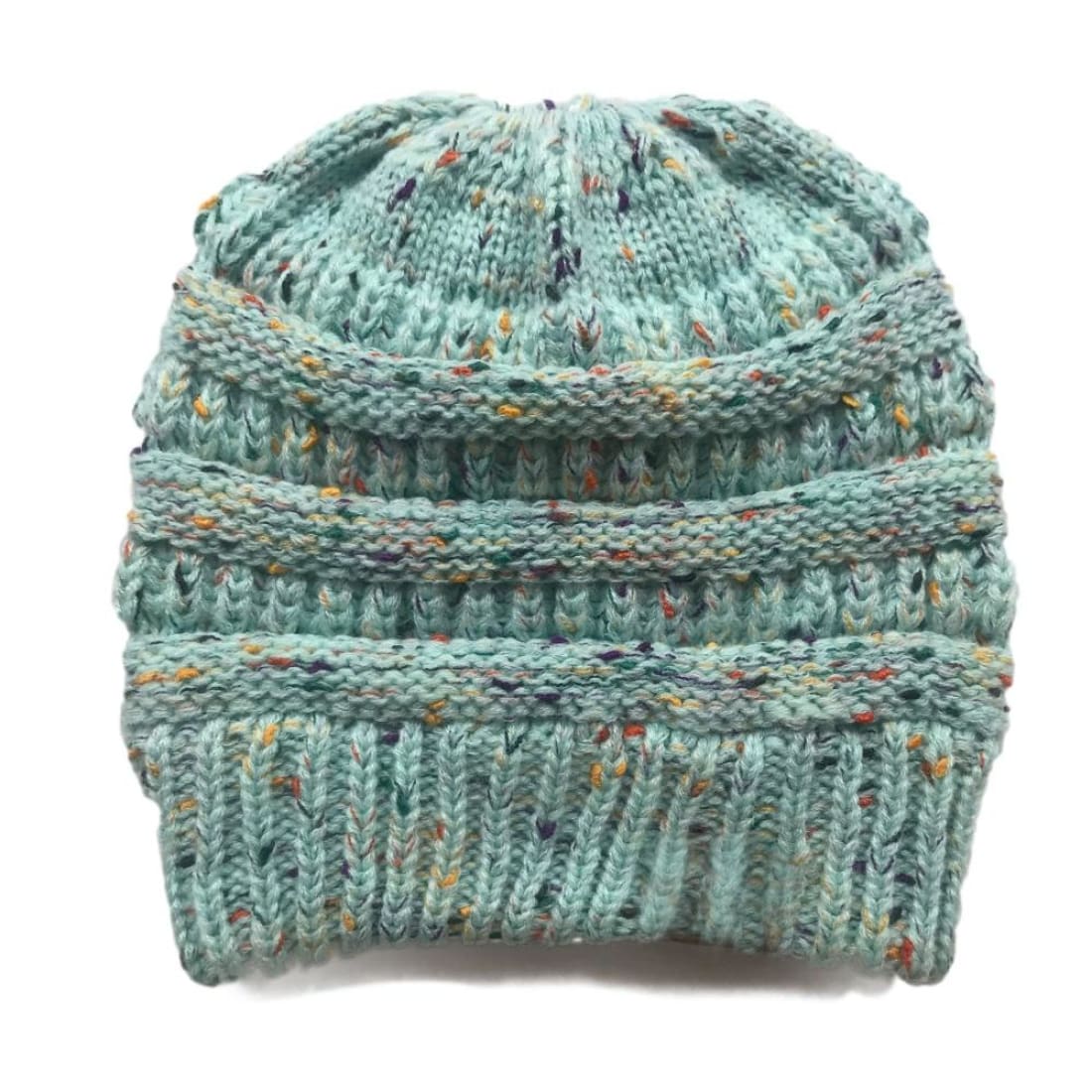Boutique Fashion Knit Winter Ponytail Beanie - Confetti Mint