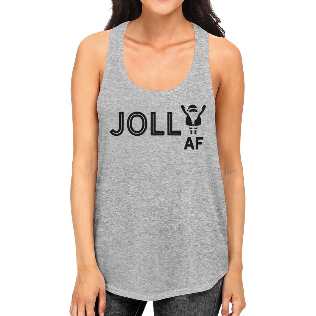 Fashion Boutique Jolly AF Womens Grey Tank Sleeveless Top