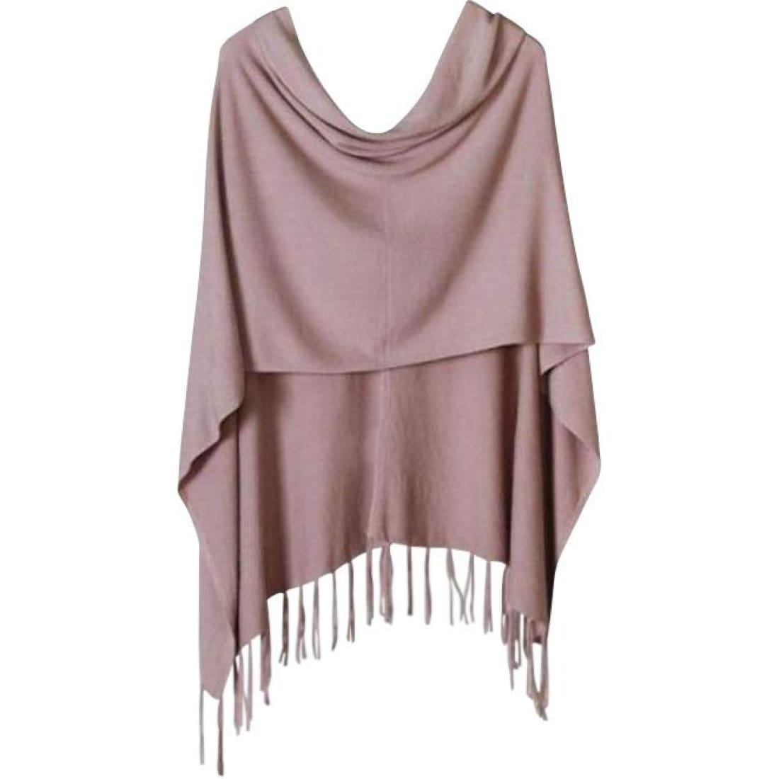 Fashion Boutique Olivaceous Fringed High-Low Poncho Layering Sweater