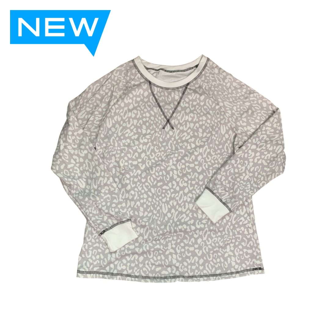 Gray Long Sleeve Leopard Print Casual Top