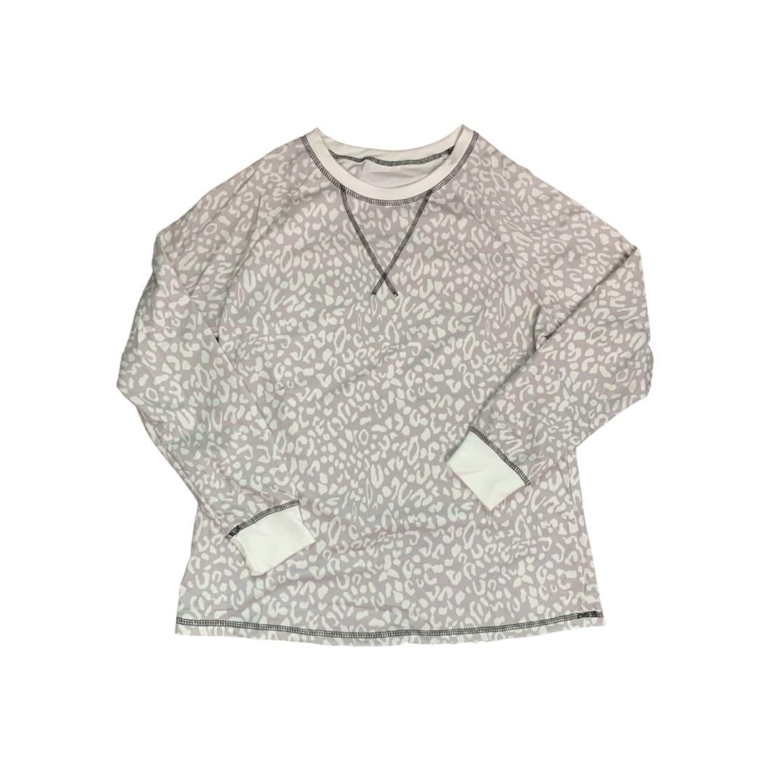 Gray Long Sleeve Leopard Print Casual Top