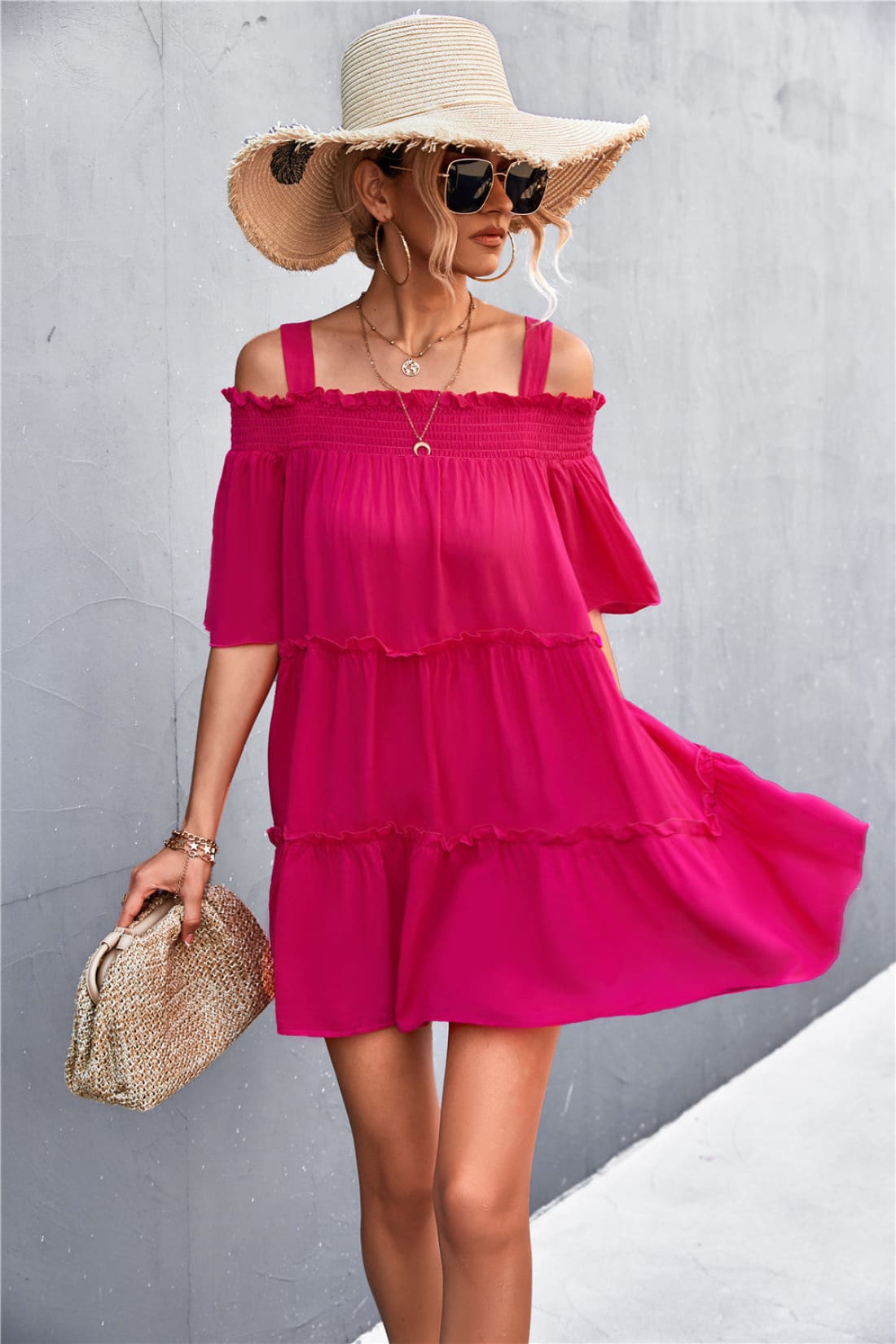Off-Shoulder Ruffled Mini Dress - Limited Quantities