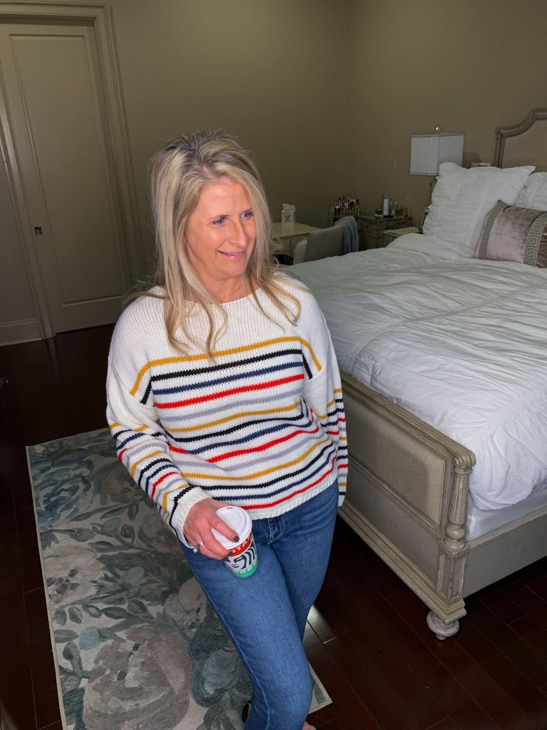 Rainbow Stripes Sweater - White