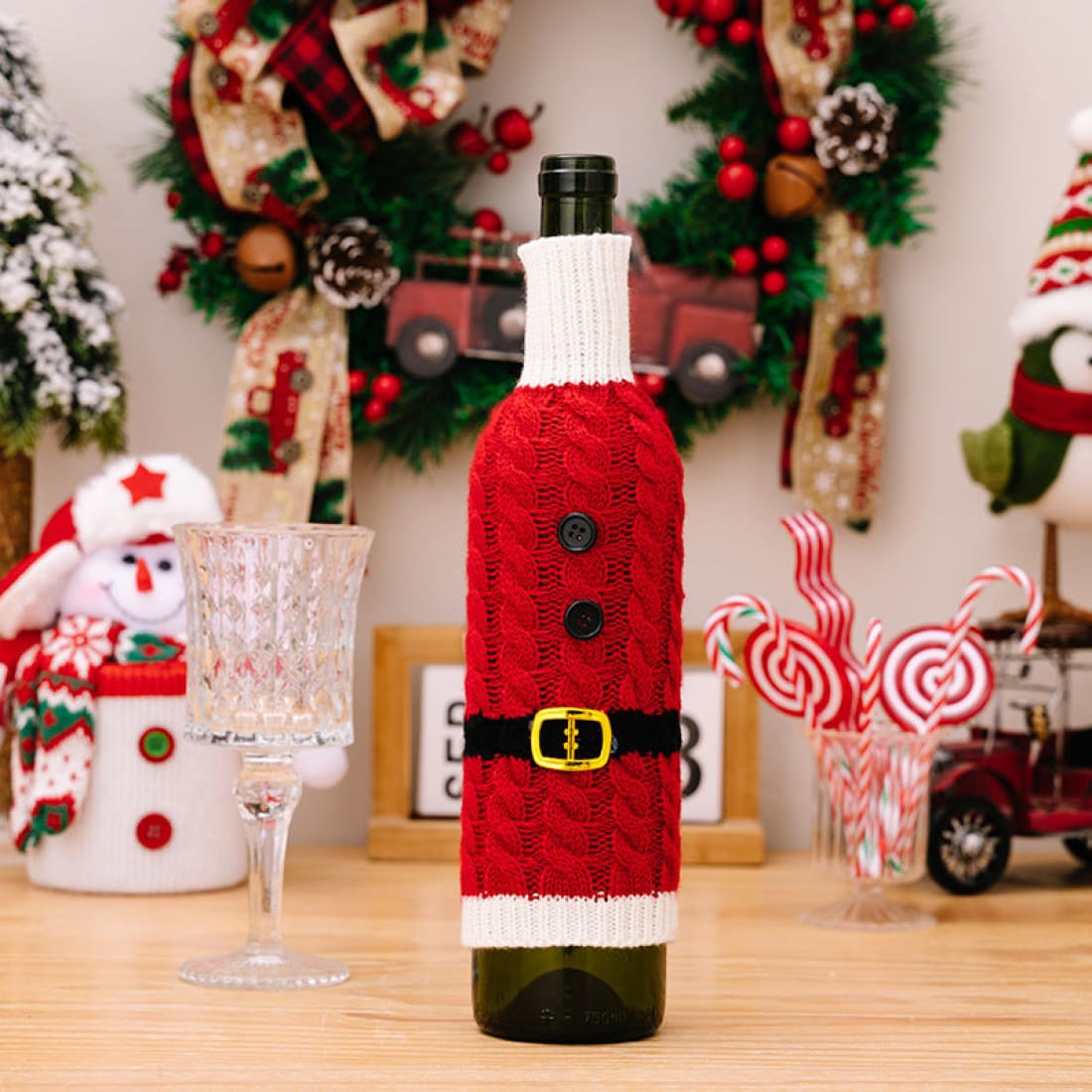 2-Piece Cable-Knit Wine Bottle Covers | wine accessories