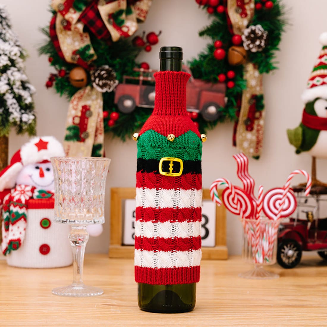 2-Piece Cable-Knit Wine Bottle Covers | wine accessories