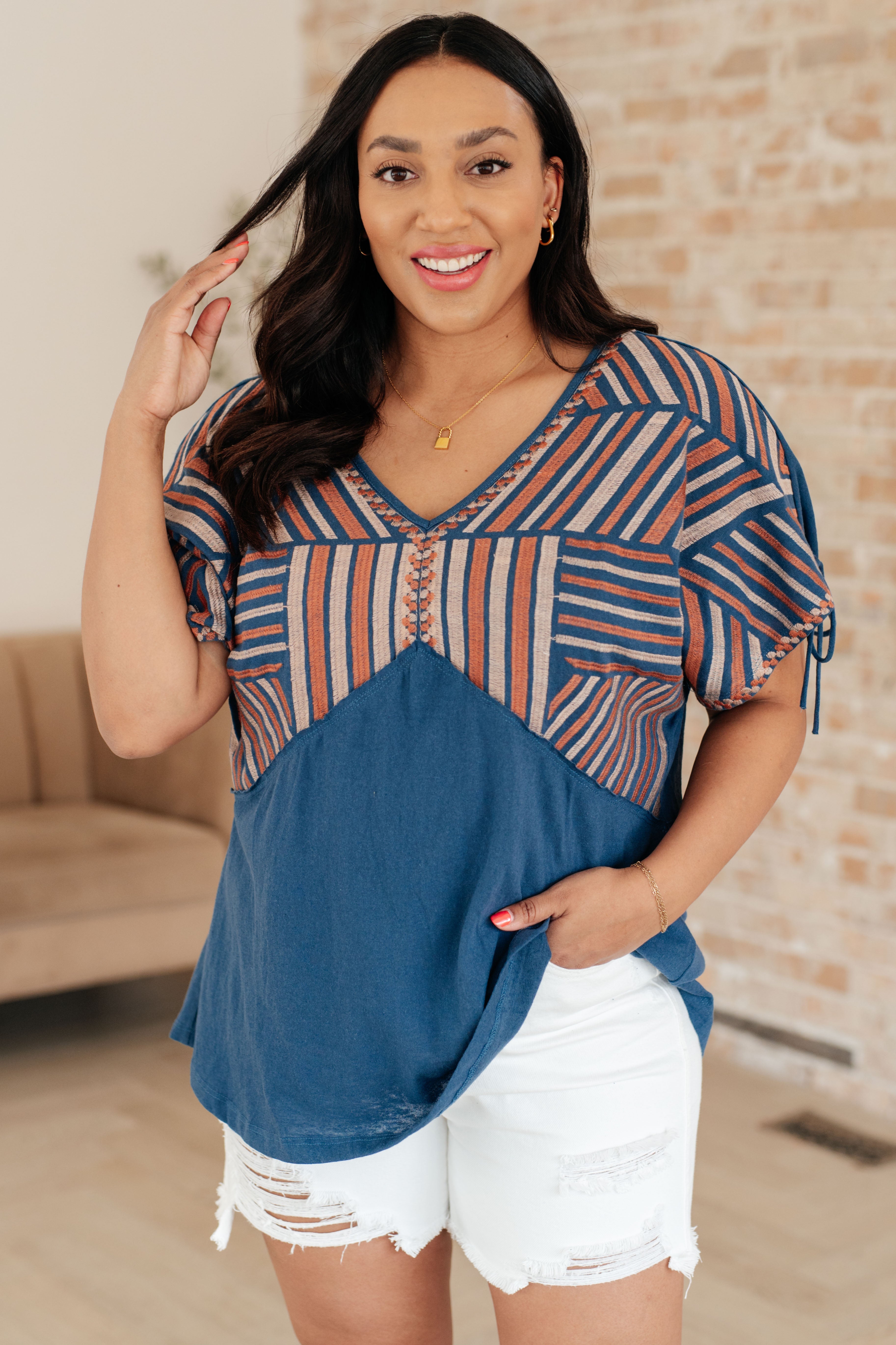 Greece Lightning V-Neck Blouse | Tops