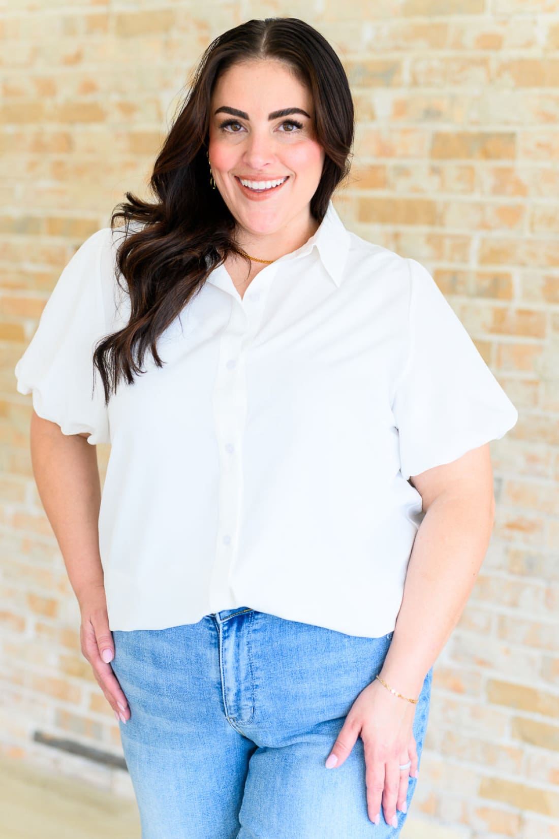 White Short Puff Sleeve Blouse | Blouses & Shirts