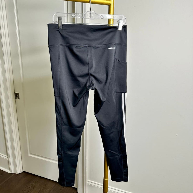Adidas Aeroready High Waist Side Stripe 7/8 Leggings with Pocket Black Size L NWOT