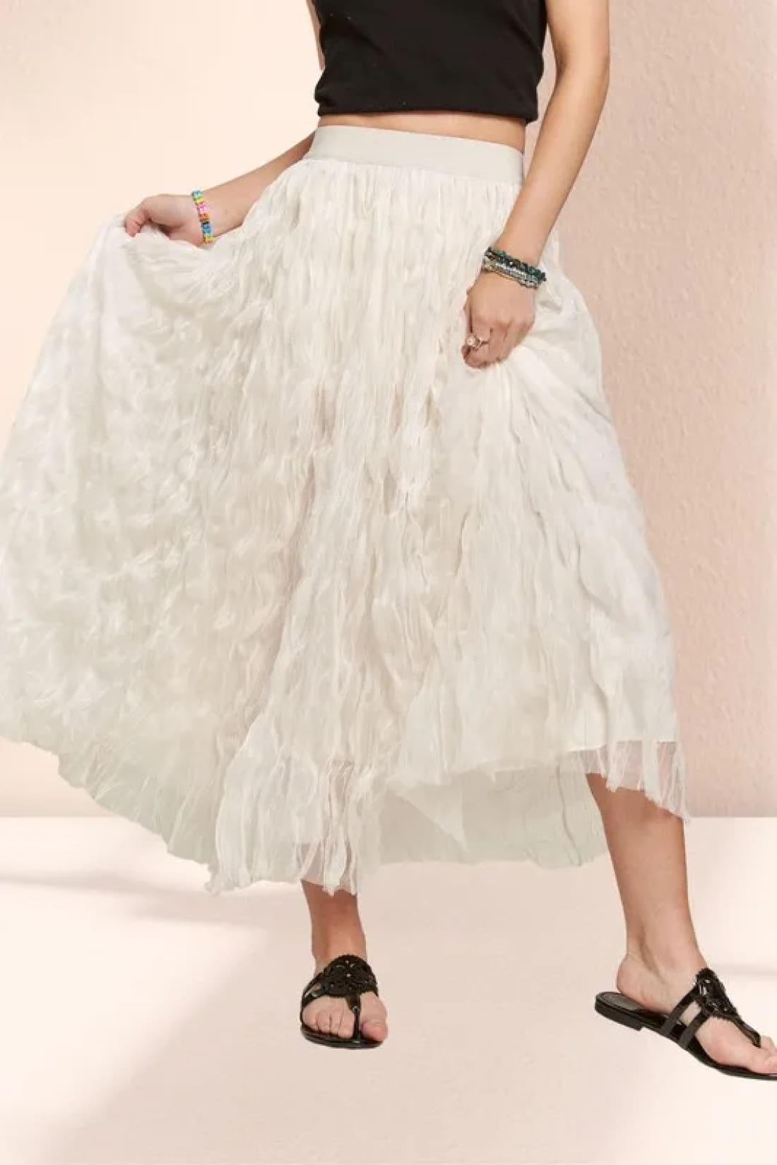 ADORA Elastic Waist Cloud Fluffy Maxi Skirt