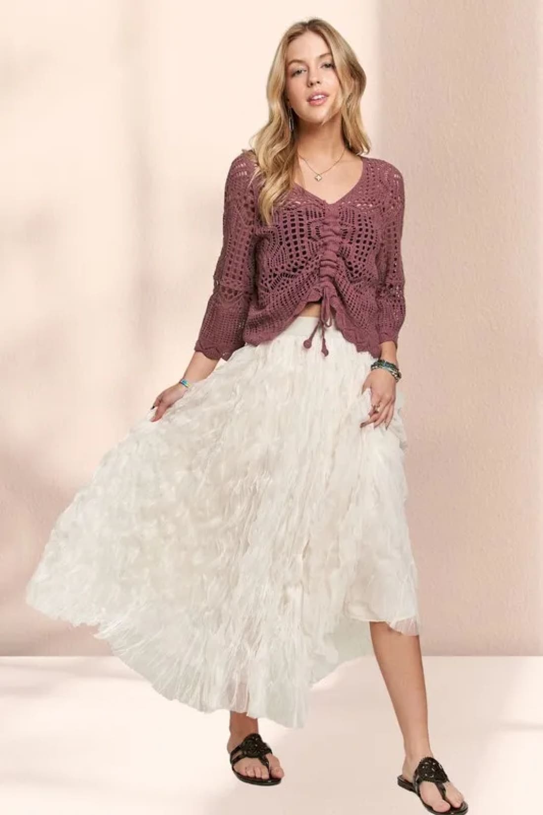 ADORA Elastic Waist Cloud Fluffy Maxi Skirt