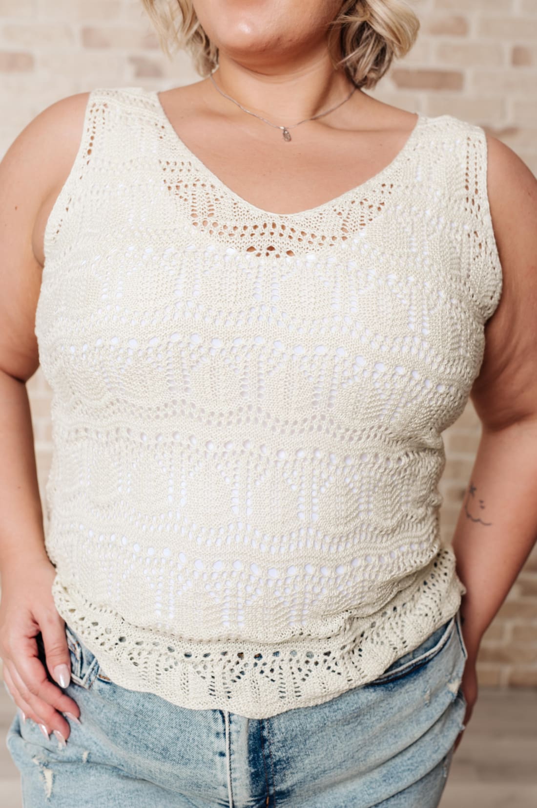 Crochet Summer Sweater in Oatmeal | Tops